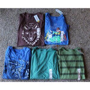 NWT Cat & Jack XL 14 Boys Long Sleeve Tee Shirt Lot Wolf Be Creative Stripes